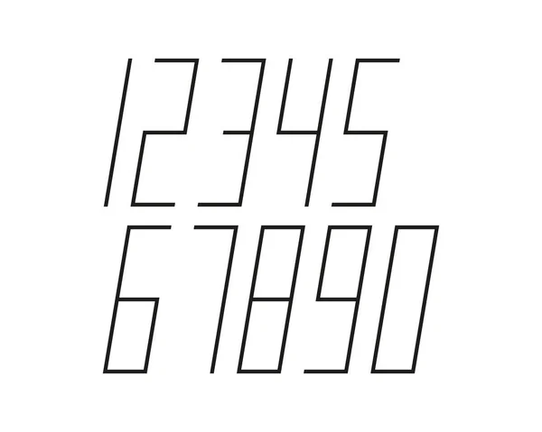 Ligne Police Géométrique Numéros Design Effet Numérique Style Futuriste Espace — Image vectorielle