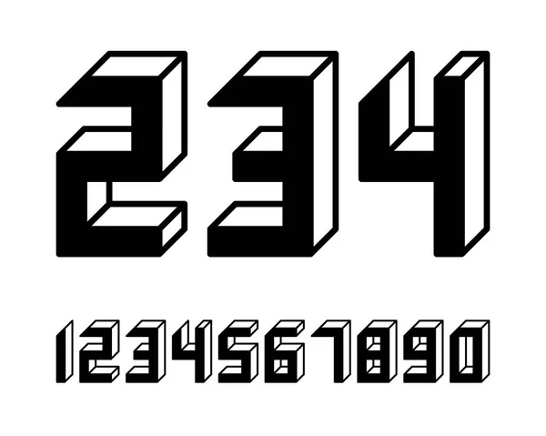 Geométrica Fuente Efecto Diseño Números Espacio Futurista Estilo Vectorial Alfabeto — Archivo Imágenes Vectoriales