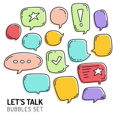 Konuşma Baloncuğu Konuşma Geleneksel Doodle Simgesi Tasarım Elleri Tasarım Vektörü.