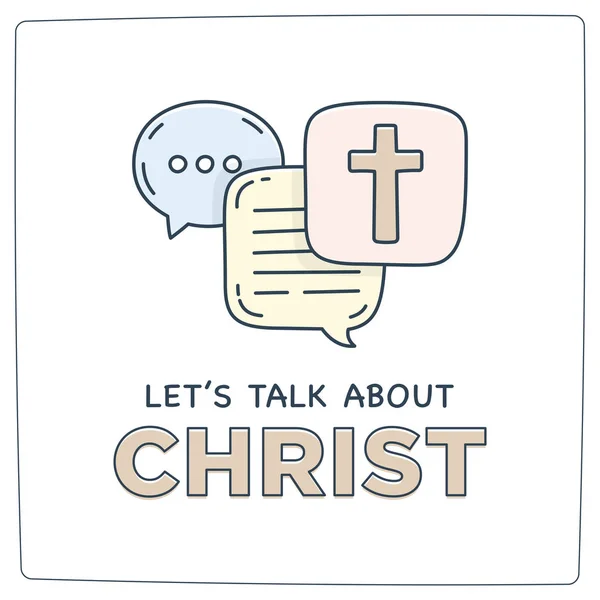 Μιλήσουμε Για Χριστό Doodle Εικονογράφηση Διαλόγου Συννεφάκια Ομιλίας Εικονίδιο — Διανυσματικό Αρχείο