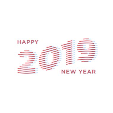 2019 mutlu yeni yıl. Numaraları minimalist tarzı. Vektör Lineer numaraları.