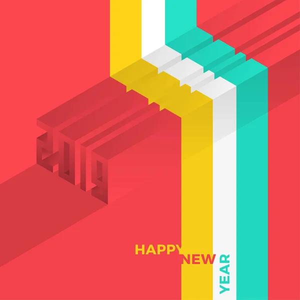 Happy new year 2019 isometric text design - vector illustration.