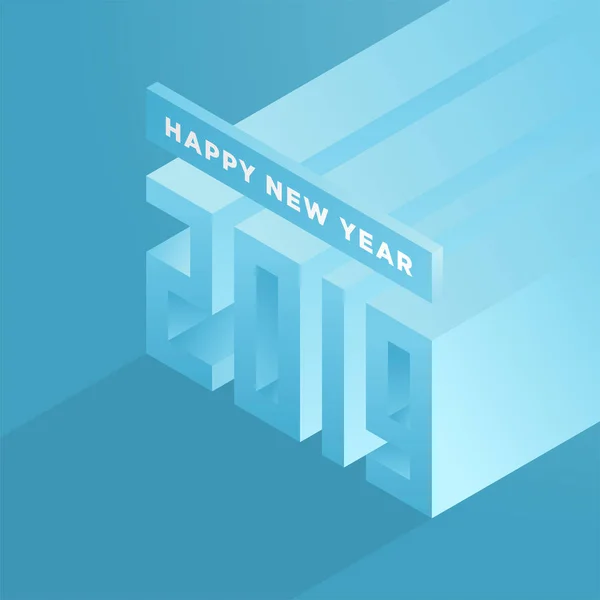 Happy new year 2019 isometric text design - vector illustration.