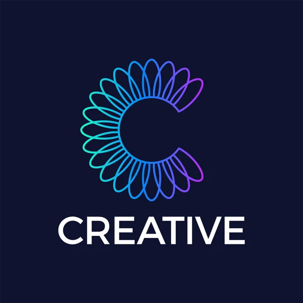 Yaratıcı Harfi Renkli Çiçek Yaprak Soyut Vektör Logo — Stok Vektör