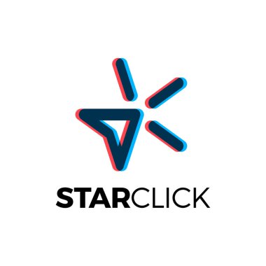 Fare imleci ile soyut çizgi stili yıldız logo tıklatın.