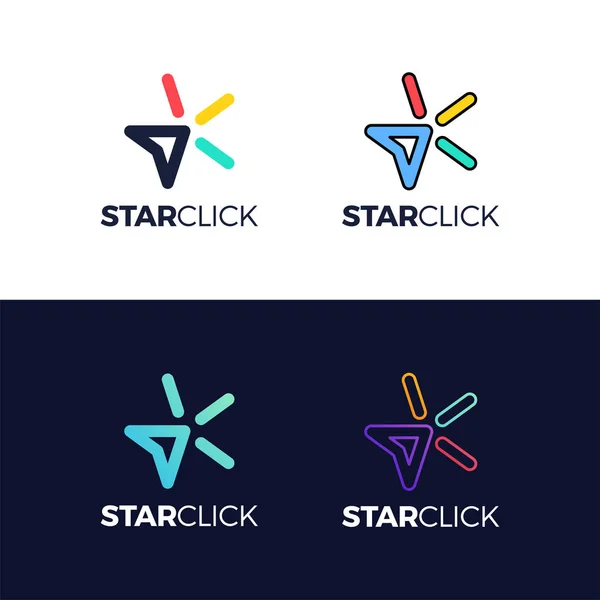 Logotipo Estrela Estilo Linha Abstrata Com Cursor Mouse Clique —  Vetores de Stock