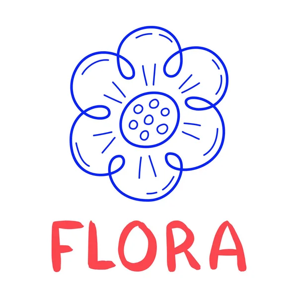 Ručně Nakreslete Květina Ikony Stylu Doodle Pro Váš Design Nápisem — Stockový vektor