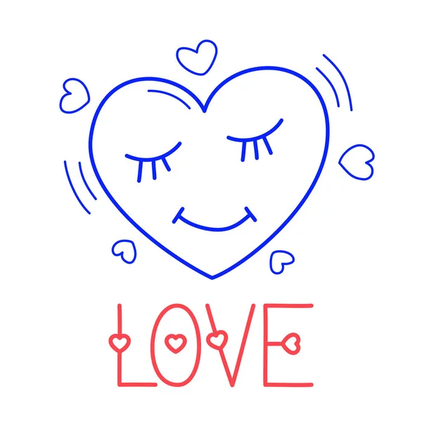 Çizmek Aşk Kalp Simgesi Doodle Tarzı Yazı Ile Tasarımınız Için — Stok Vektör