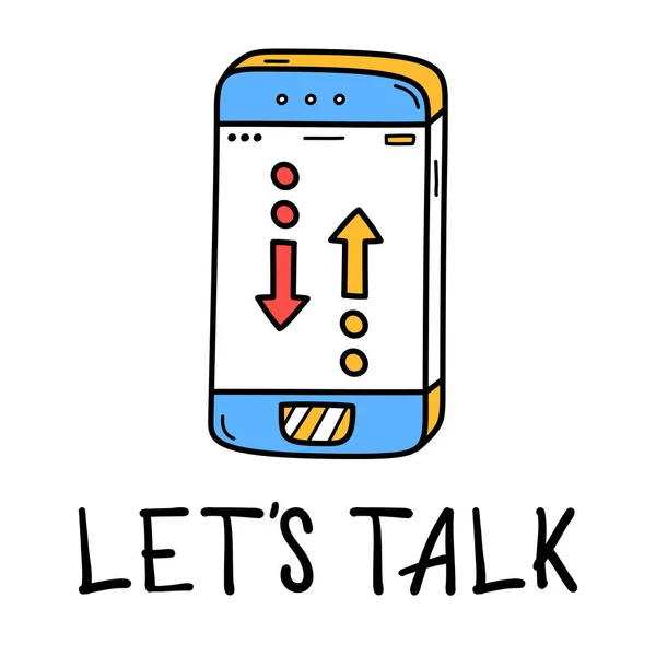 Mão Desenhar Ícone Conversa Por Telefone Estilo Doodle Para Seu —  Vetores de Stock