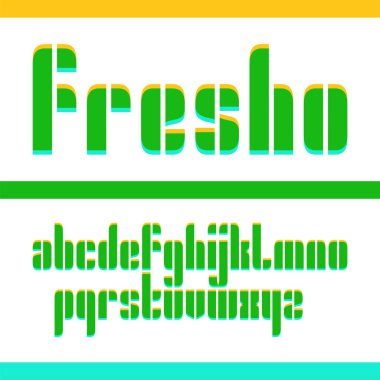 Vektör yoğunlaşmış orijinal taze kalın ekran yazı tipi tasarımı, alfabe, küçük harf karakter kümesi. Kolay renk örneğini renk kontrolü