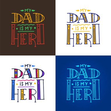 Baba süper kahraman doodle alıntı el yazısı stilinde. Aşk baba harflerle ifade