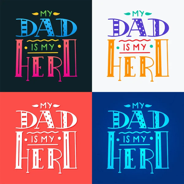 Set Dad super hero doodle quote in Handwritten style. Love Daddy lettering phrase