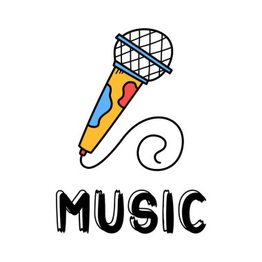 El çizmek mikrofon simgesi doodle tarzı yazı ile tasarımınız için.