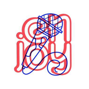 L ile tasarımınız için doodle stilinde el çizimi mikrofon simgesi
