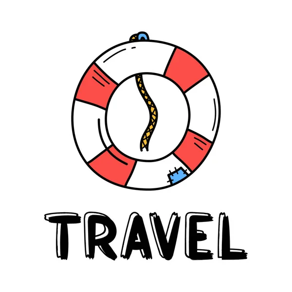 Ручной Рисунок Lifebuoy Значок Стиле Каракули Вашего Дизайна Надписью — стоковый вектор