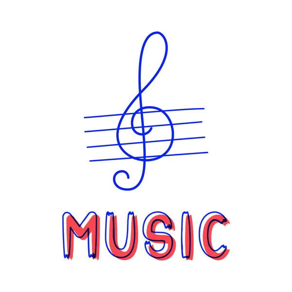 Hand Draw Treble Clef Icon Doodle Style Your Design Lettering — Διανυσματικό Αρχείο