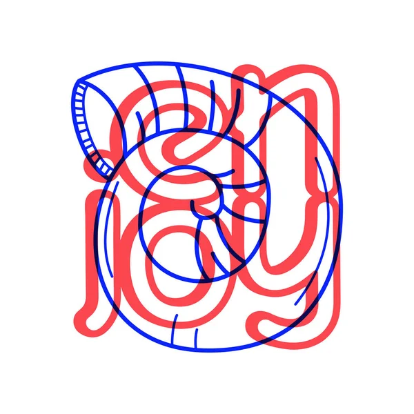 Ручной Рисунок Морской Раковины Значок Стиле Каракули Вашего Дизайна Надписью — стоковый вектор