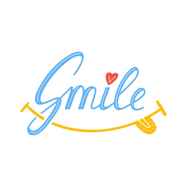 微笑励志的手用心画字母文本 — 图库矢量图片
