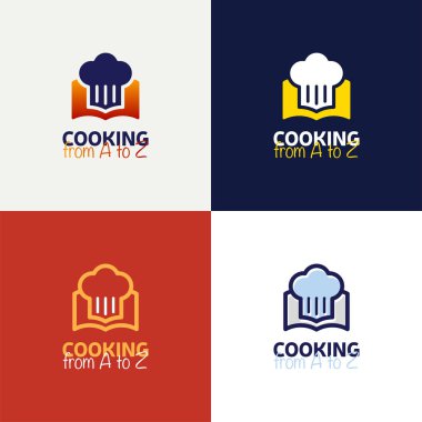 Tarifi kitap Logo şablonu tasarım anahat tarzı vektör tasarımı.
