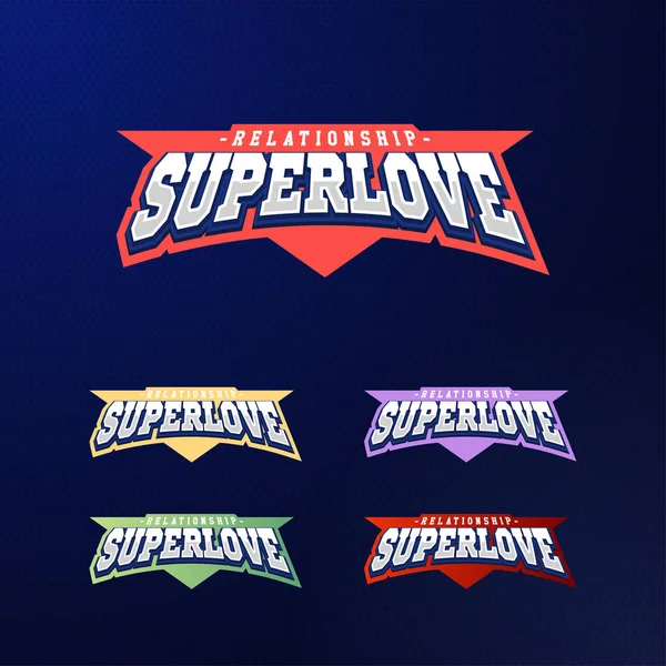 Conjunto Tipografia Emblema Desportivo Logotipo Amor Super Para Sua Camiseta —  Vetores de Stock