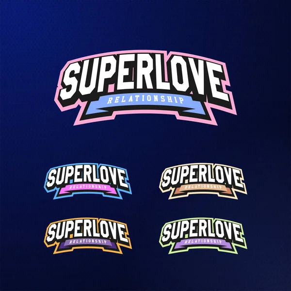 Spor Amblemi Tipografi Ayarlayın Süper Aşk Logo Shirt Için Logo — Stok Vektör