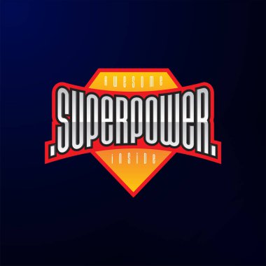 Spor amblemi tipografi. Süper güç kahraman logo etiket, t-shirt, yazdırma, Konfeksiyon için.