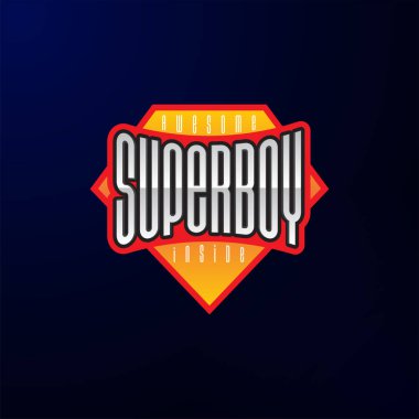 Spor amblemi tipografi. Süper çocuk kahraman logo etiket, t-shirt, yazdırma, Konfeksiyon için.