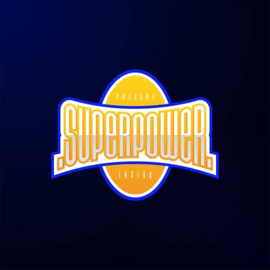 Spor amblemi tipografi. Süper güç kahraman logo etiket, t-shirt, yazdırma, Konfeksiyon için.