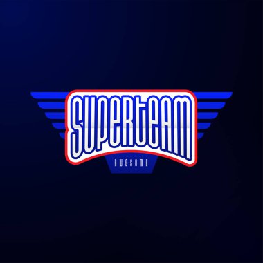 Spor amblemi tipografi. Süper takıma kahraman logo etiket, t-shirt, yazdırma, Konfeksiyon için.