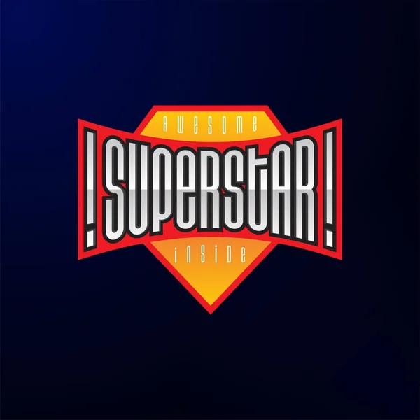 Sportabzeichen Typografie Aufkleber Mit Dem Superstar Helden Logo Für Shirt — Stockvektor