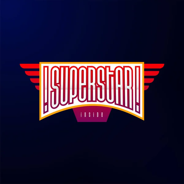 Sport emblem typography. Super star hero logotype sticker for your t-shirt, print, apparel.