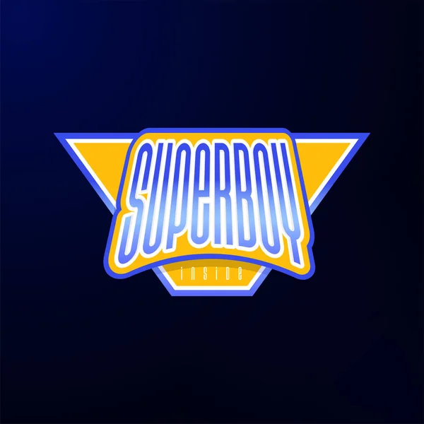 Spor Amblemi Tipografi Süper Çocuk Kahraman Logo Etiket Shirt Yazdırma — Stok Vektör
