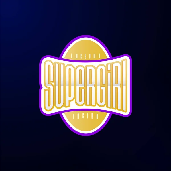 Tipografía Del Emblema Deportivo Súper Chica Héroe Logotipo Etiqueta Engomada — Vector de stock