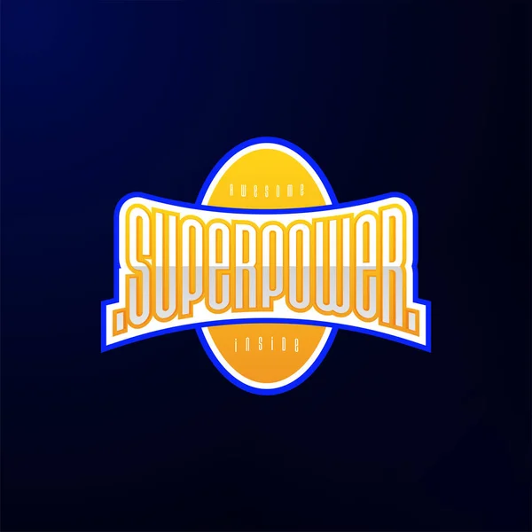 Typografia Godło Sport Super Moc Bohatera Logotyp Naklejka Swój Shirt — Wektor stockowy