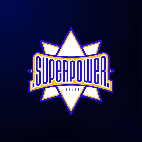 Spor Amblemi Tipografi Süper Güç Kahraman Logo Etiket Shirt Yazdırma — Stok Vektör