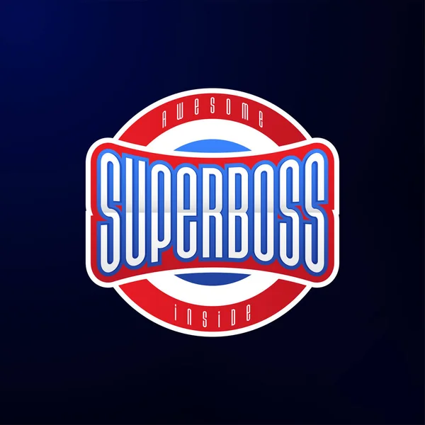 Sport Emblem Typografi Super Boss Hjälte Logotyp Klistermärke För Din — Stock vektor