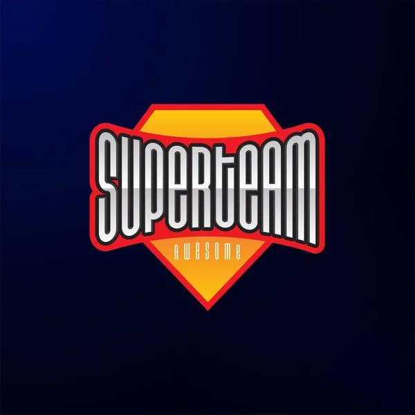 Tipografia Emblema Desportivo Etiqueta Super Logotipo Herói Equipe Para Sua —  Vetores de Stock