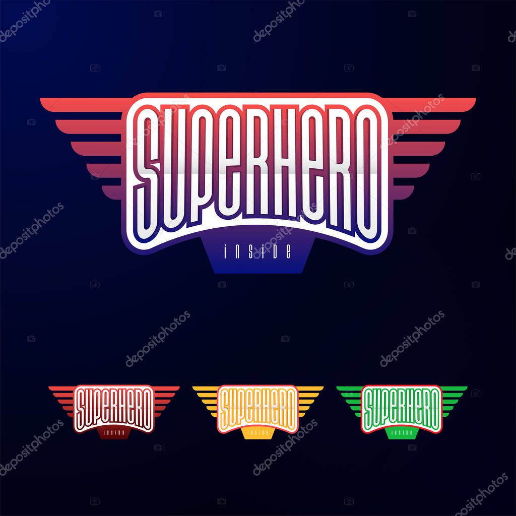 Sport emblem typography. Super hero logotype sticker for your t-shirt, print, apparel.