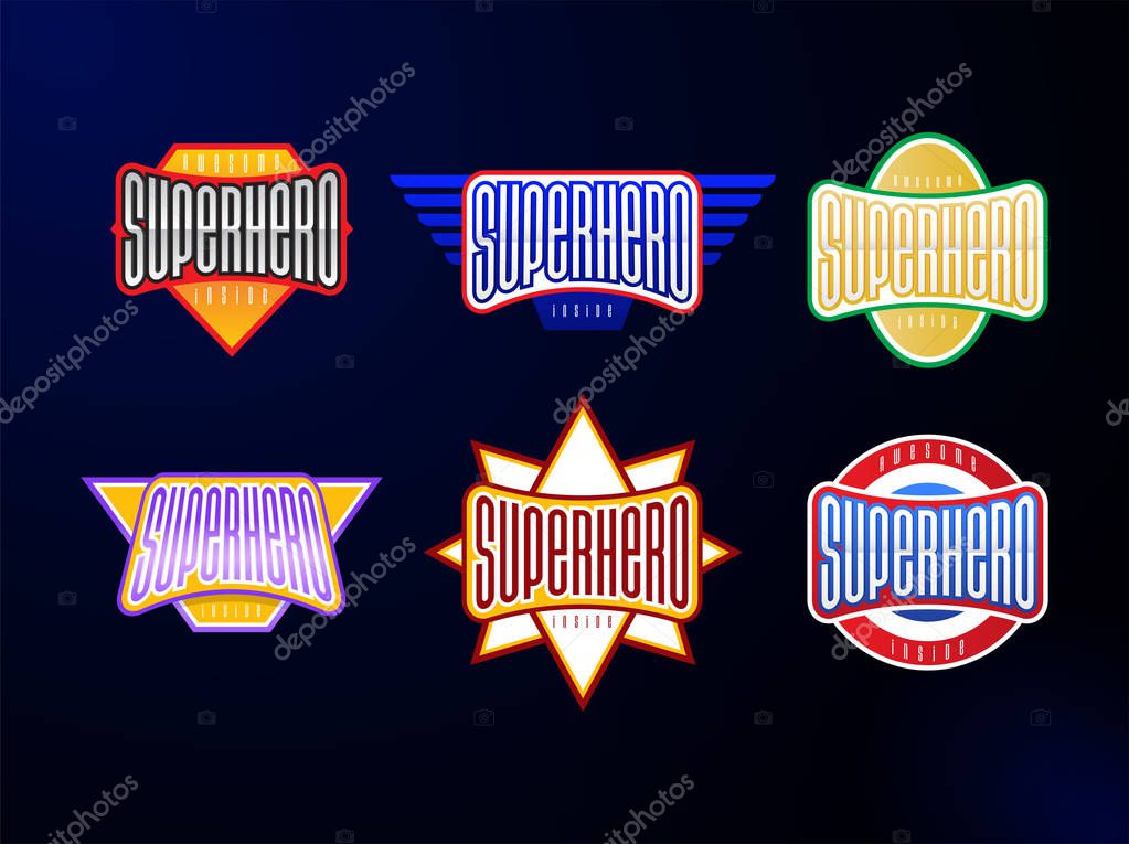 Sport emblem typography set. Super hero logotype sticker for your t-shirt. Mega collection.