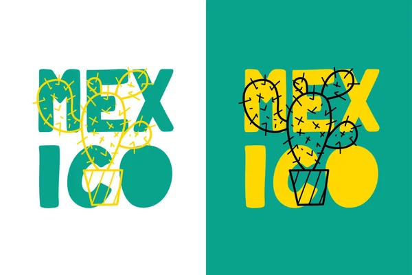 Χαριτωμένο Διάνυσμα Κάκτος Φράση Μεξικό Εικονογράφηση Κομμένες Από Πραγματικό Χαρτί — Διανυσματικό Αρχείο