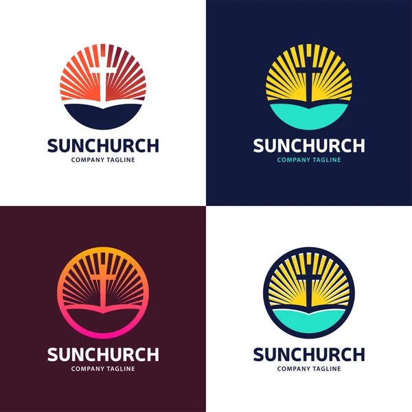 Logotipo Modelo Para Igrejas Organizações Cristãs Cruz Calvário Sol Calvário —  Vetores de Stock