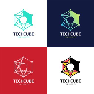 Blockchain Logo şablonu. Teknoloji vektör tasarımı. Cryptocurrency altıgen çizimi