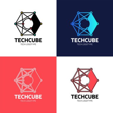 Mektup c Blockchain Logo şablonu. Teknoloji vektör tasarımı. Cryptocurrency altıgen çizimi