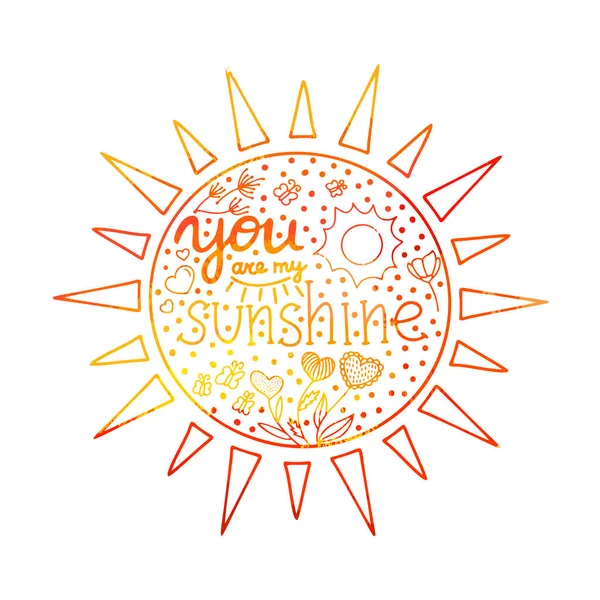 Буквене Позначення Мій Sunshine Боку Звернено Векторні Ілюстрації Brushpen Рука — стоковий вектор