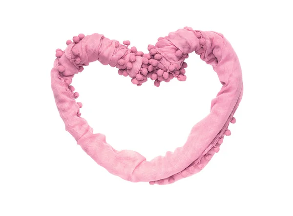 Каркас в форме сердца из изогнутой тонкой ткани розового цвета — стоковое фото