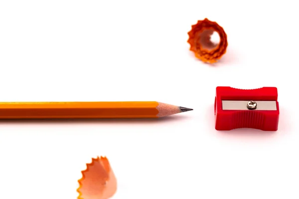 Ilustração de um apontador de lápis usando um apontador em um branco — Fotografia de Stock