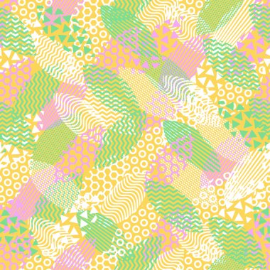 Abstrac ile dolu yaprakların renkli dikişsiz desen