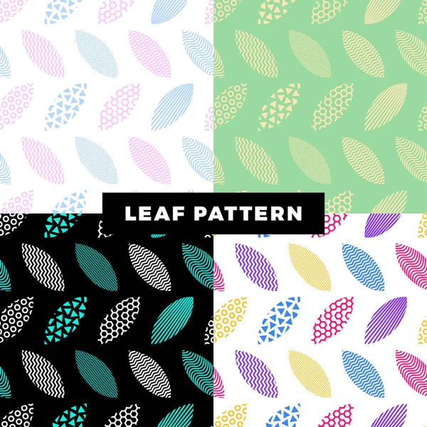 A set of seamless pattern of leaves that are filled with abstrac