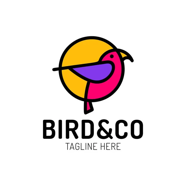 bird logo design with circle shape concept template with linear