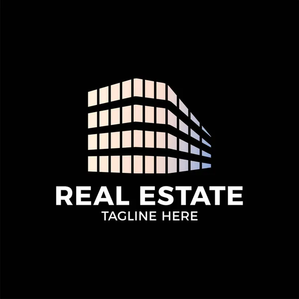Real Estate Construction Logo design vector template on black ba